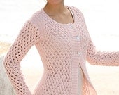 Hand Knit Lace Sweater - Lace Cotton Sweater - Made to Order - Sizes Small to XL - Free Shipping