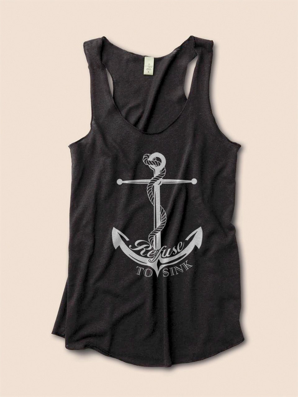 Refuse To Sink Nautical Anchor Eco Friendly Racerback Tank Top