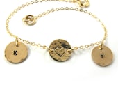 A Heart and Initials bracelet - 14k gold-filled