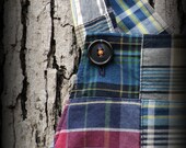 Custom Order for Melissa - Nautical Navy Madras Plaid Patchwork ShortALLs