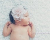Chiffon and Lace Flower Headband-Baby Girl Headband-Newborn Headband-Infant Headband-Baby Headband-Photo Prop-Toddler Headband