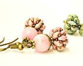 Vintage style earrings with beadweaving beads and gemstones