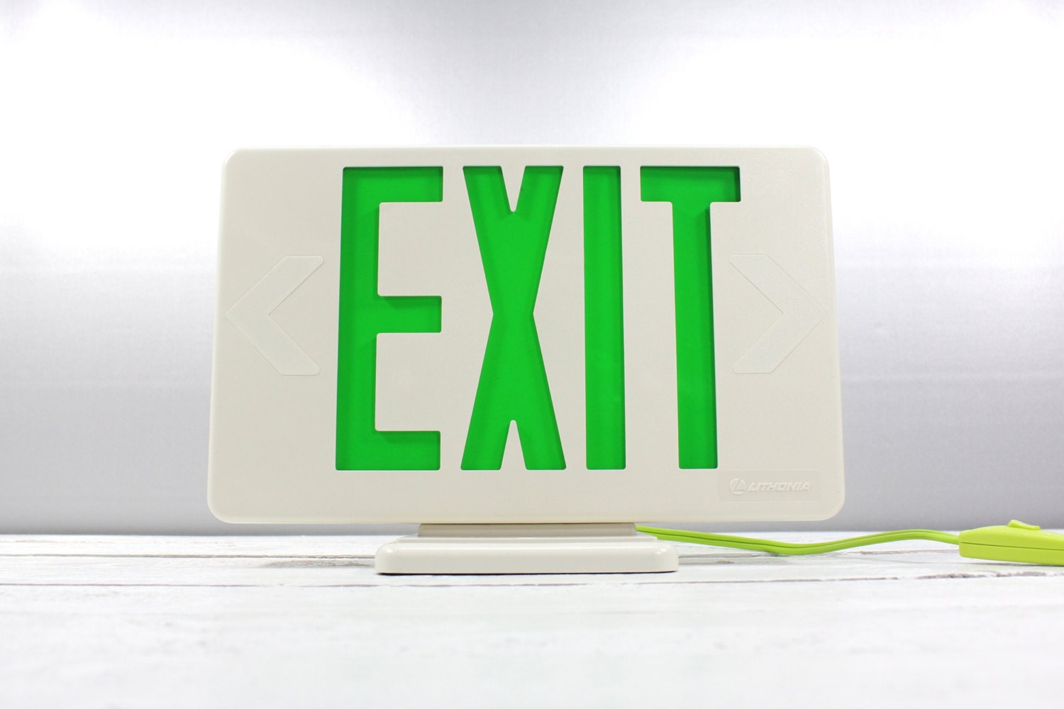 White and Green Exit Sign Light Box