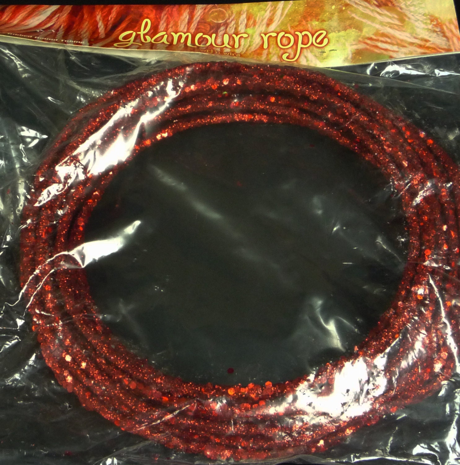 RED 5mm Glamour Rope, Wreath Decor, Mesh Supplies, Poly Mesh Supplies, (25 FEET)
