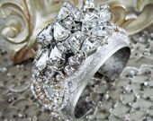 Bridal Wedding Cuff, Rhinestone Crystal Trim
