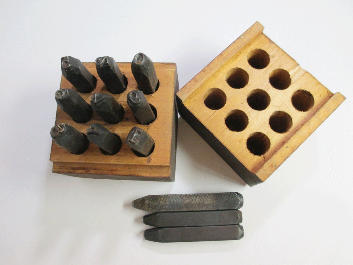 Antique Steel Number Punch Set, Heavy Duty Metal Marking, 3 Extra Numbers - Industrial - Craft Supplies -