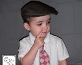 Brown Heather little boy newsboy hat -- photo prop, flat cap, golfers hat, ring bearer accessory