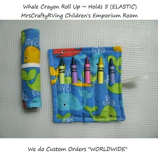 Whale Birthday, Crayon Roll, Party Favor, Whales