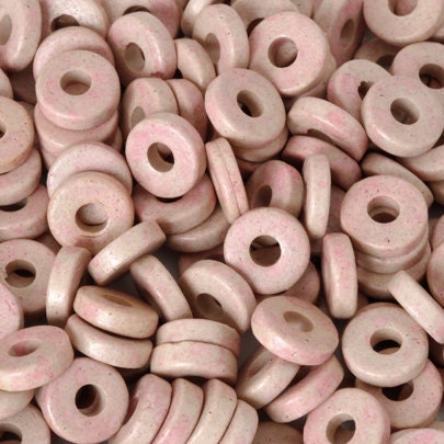 8MM GREEK CERAMIC BEADS-Mykonos-Round Washer-Rose Grey-25