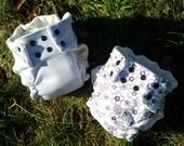 medium set of 2 organic cotton fitted diapers lavender and sweet jane purple print