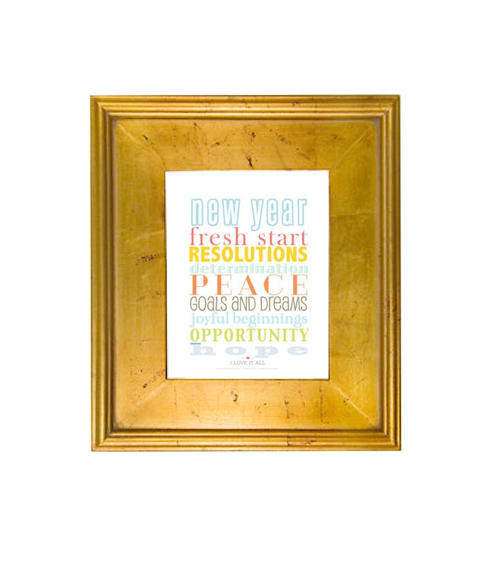 New Years Resolutions . Goals Dreams Subway Art . Happy New Year Seasonal Holiday Decoration . 8x10 // Red Aqua Green Turquoise Print Roll