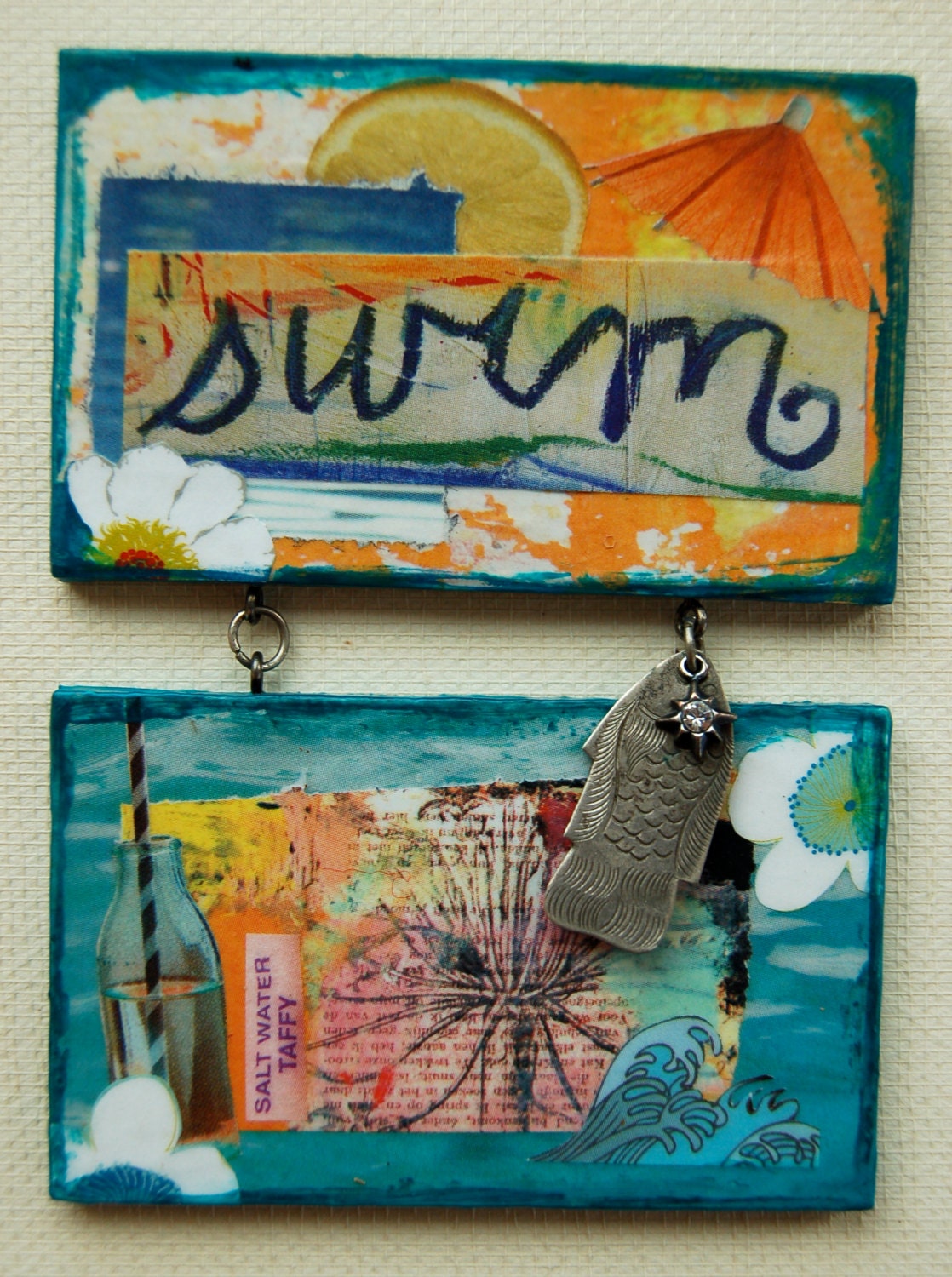 Swim (Original Mixed Media Wall Hanging - Mini Series)