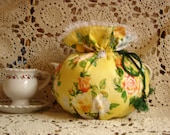 Arti Tea Cozy, roses on yellow, roses on green,. reversible tea cozy, fits 3 - 7  cup teapot