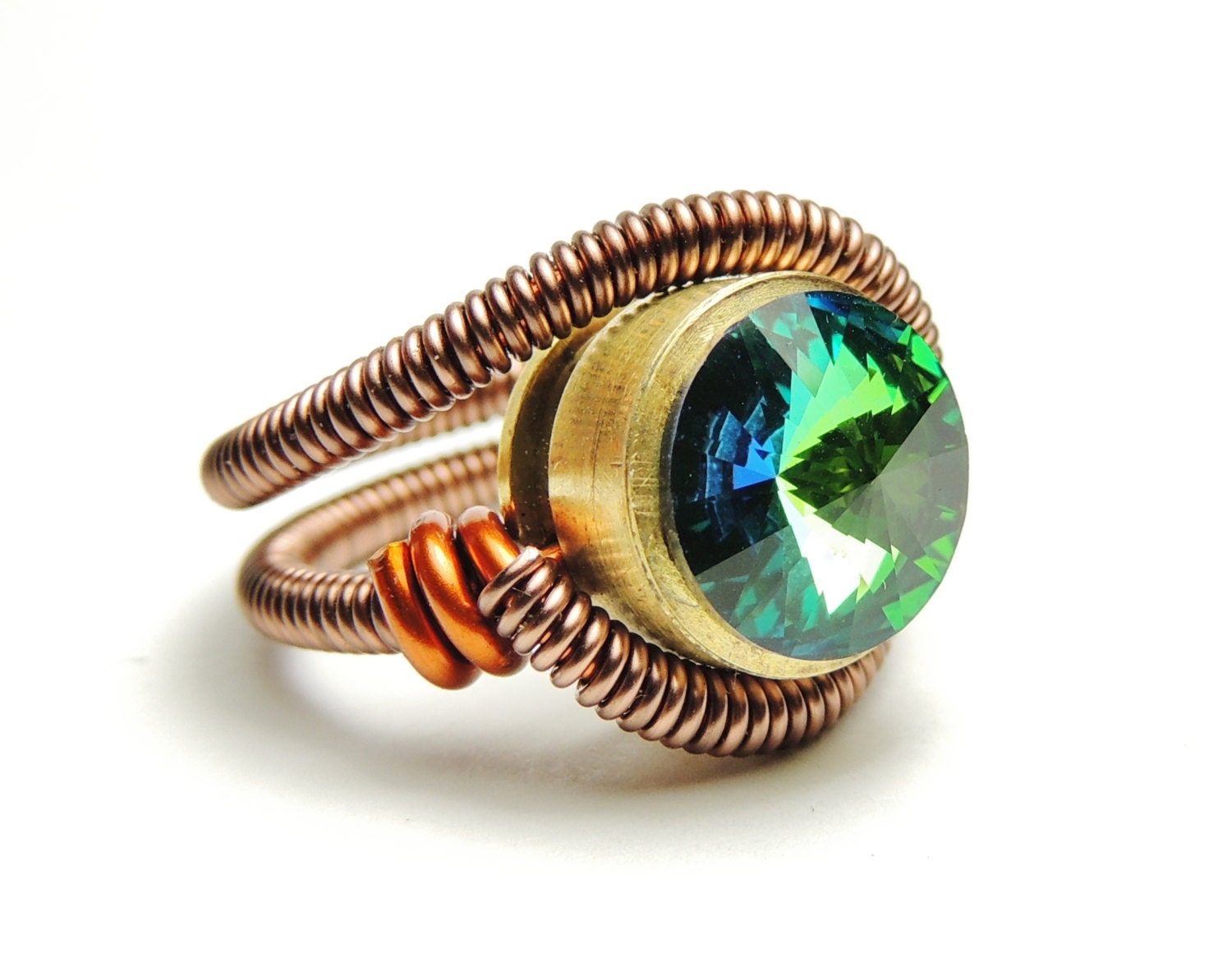 bullet casing ring steampunk jewelry- swarovski crystal - steampunk ring by Dereck Maltez