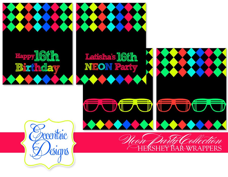 Neon Party Collection - Printable Hershey Bar Wrappers Il_170x135