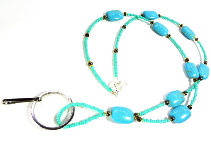 Light Turquoise Blue Lanyard ID Badge Necklace