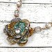 Starbucks Rose and Crystal Necklace. Recycled Soda Can Art. Starbucks Doubleshot