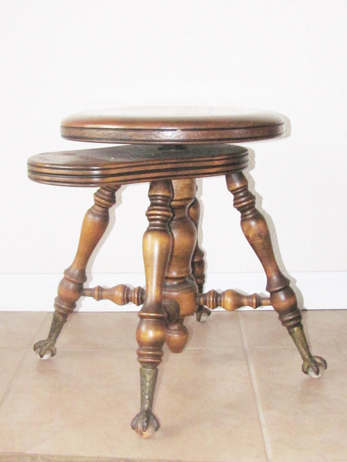 Antique Wooden Organ Stool