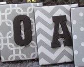 Wall Letters, Blue and Gray Nursery, Gray and Baby Blue Nursery, 8x10, Framed Monogram, Baby Nursery, Painted Letters,Letters, Personalized