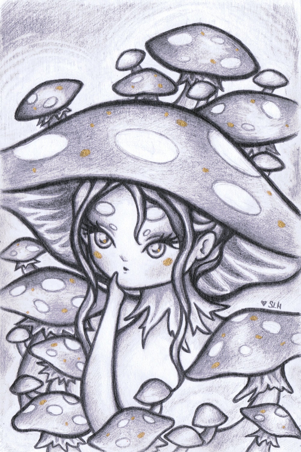 Mushroom Cap Girl Original Art