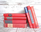 Red and Blue Books by Color Bundle vintage Decorative Books Instant Library Collection Photography Props July 4th
