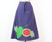 watermelon wrap skirt / cotton chambray patchwork skirt