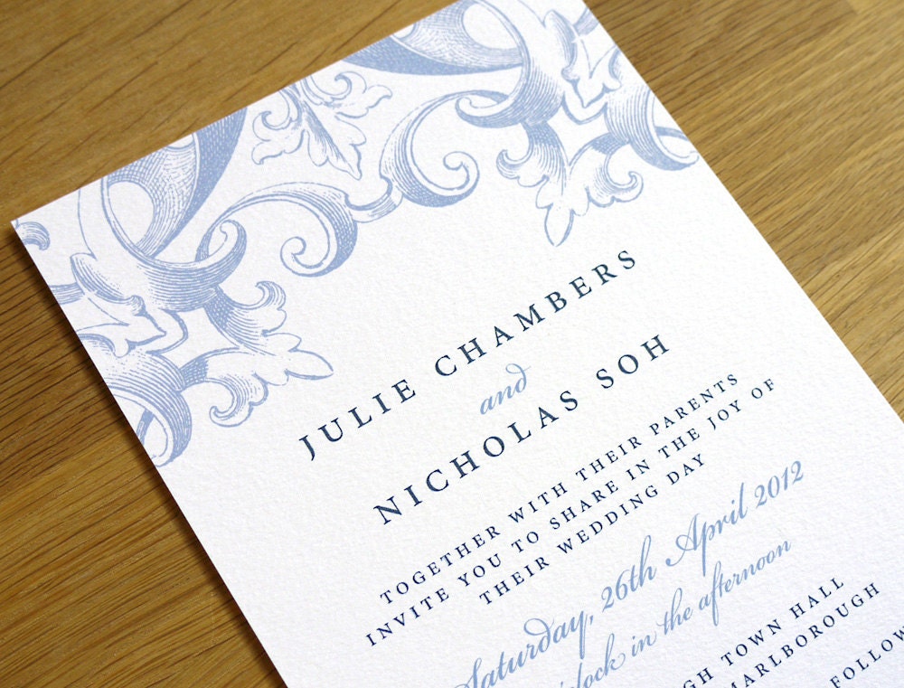 Vintage Wedding Invitation - 'Victorian' Design - One Sample