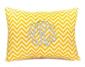 MEMORIAL DAY SALE Yellow Chevron Monogrammed Pillow Decorative Throw Pillow Cover Personalized Home Decor 12 x 16 Baby Gift Dorm Decor