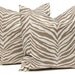 MEMORIAL DAY SALE Decorative Throw Pillow Cover One for 20 x 20 Taupe on Linen Zebra Decorative Pillows Cushion Covers Premier Prints