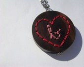 Sweetheart Necklace---ANY LETTER---Embroidered Heart on Wood Custom Monogram Necklace--choose your letter--free shipping---  ibby and rufus