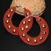 Crochet Hoop Earrings, Drop Earrings, Boho Womans Accessory, brown, rock chick, studed, stud