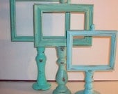 3  Beach Themed Up Cycled Candle Stick Picture Frames