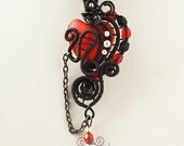 OOAK Red goth wire wrapped heart pendant