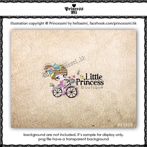 Custom Premade Logo Design - bicycle Biking bike girl illustration photography business logo by princess mi logo1132-6