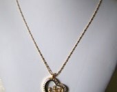 Gold Floating Heart Locket Pendant with Gold Tropical Charms