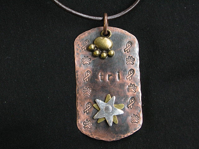 Hand Stamped Tripawd Star Copper Dog Tag Charm