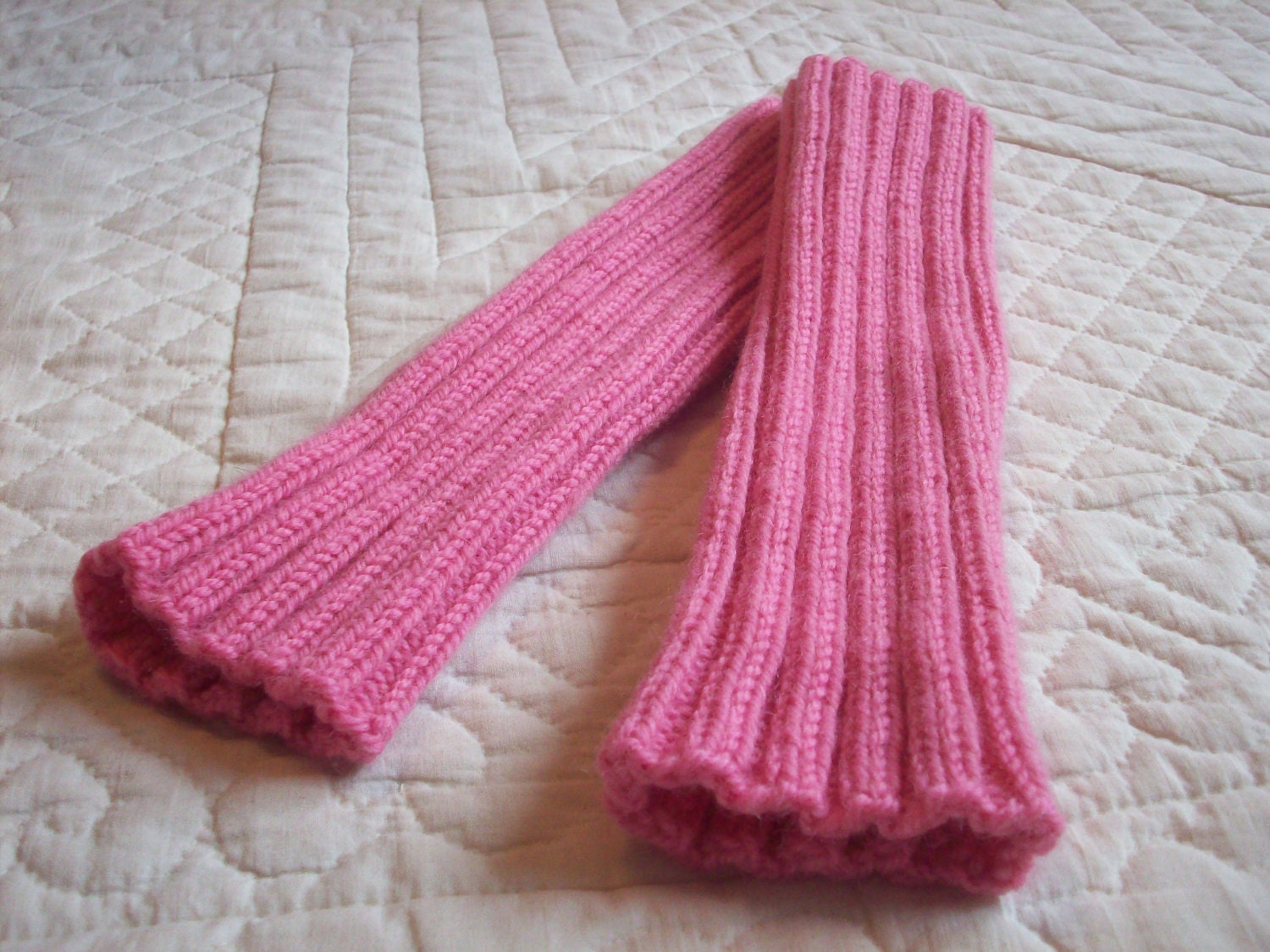 Pretty Pink Superwash Wool Handknit Leg Warmers in Child Size