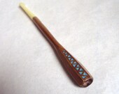 1930s Art Deco faceted wooden cigarette holder with carved & painted detail