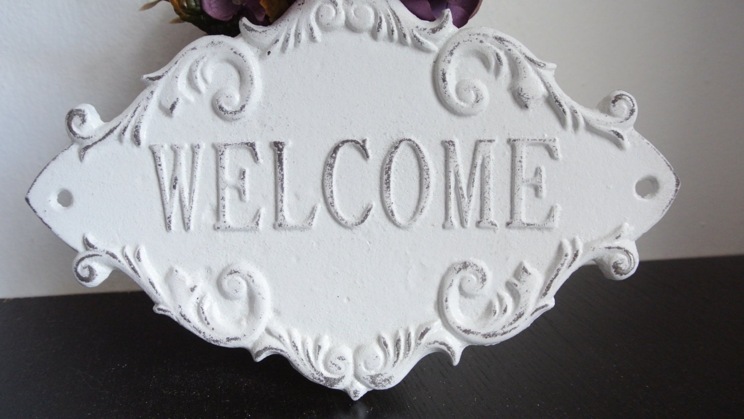 Shabby Chic Cast Iron Welcome Sign