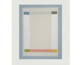 handmade original geometric screenprint in nine colours, simple abstract modern art.