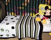 Striped and Polkadot Crib Blanket or Toddler Bedspread