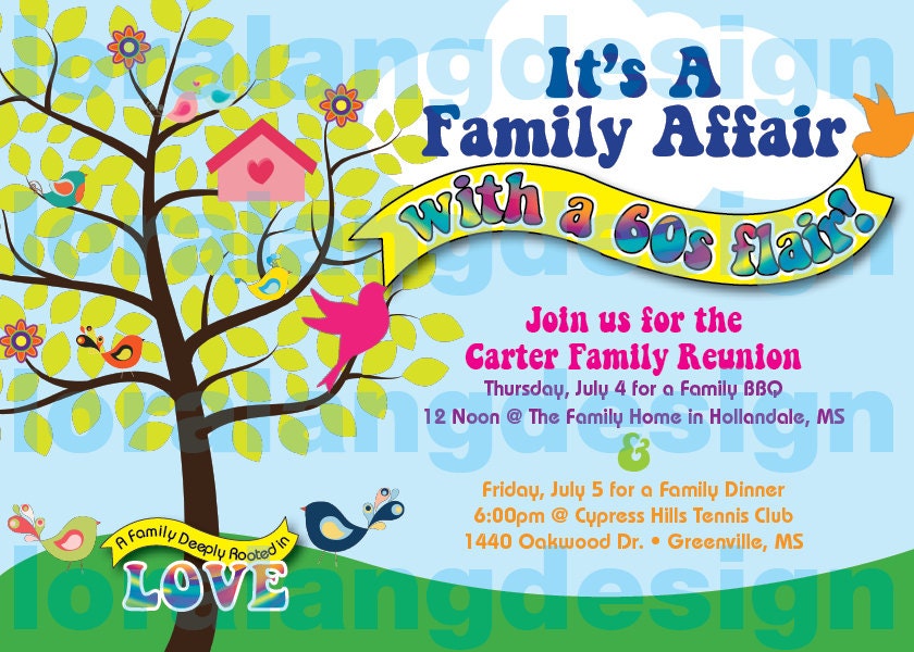 DIY Printable 60s Themed Family Reunion or Birthday Party Invitation Il_170x135