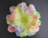 Rainbow Pastel peony flower hair clip