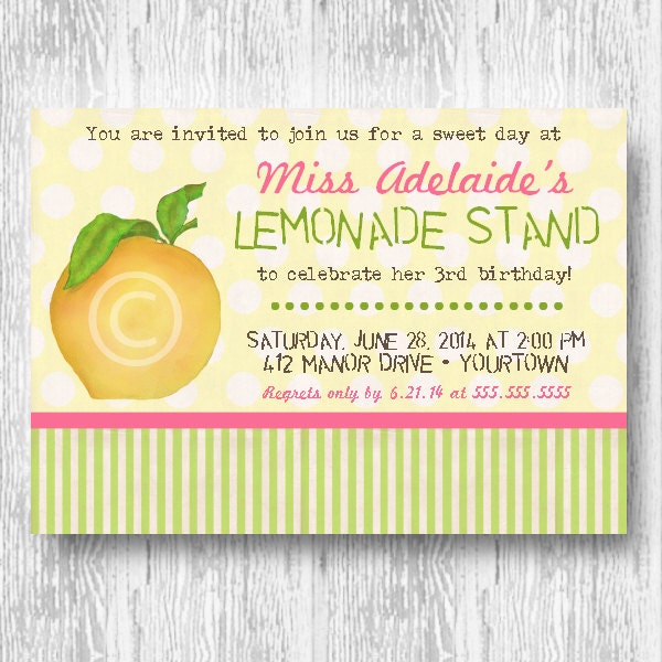 Vintage Lemonade Invitation for Birthday Party or Baby Shower Printable DIY - Girls Pink Invite by BeeAndDaisy Il_170x135