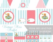 Vintage Miss Muffet Decorations for Birthday Party Baby Shower - Printable DIY Decor by BeeAndDaisy - Skin Hair Options - Instant Download Il_170x135