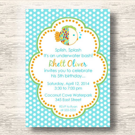 Goldfish Invitation for Birthday Party or Baby Shower DIY Boys Rainbow Fish Printable Invite by BeeAndDaisy Il_570xn