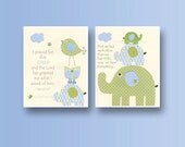 Baby boy, Nursery wall Decor, Children Art print, Eli baby elephant, set of 2 11x14...match to the colors Eli's elephants from pottery barn