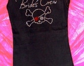 1 Bride's Crew rhinestone Tank Top Shirts. Skull Cross Bones Bride Shirt. Bridal Party Tank Top. Bridesmaid. Bride to Be clothing.
