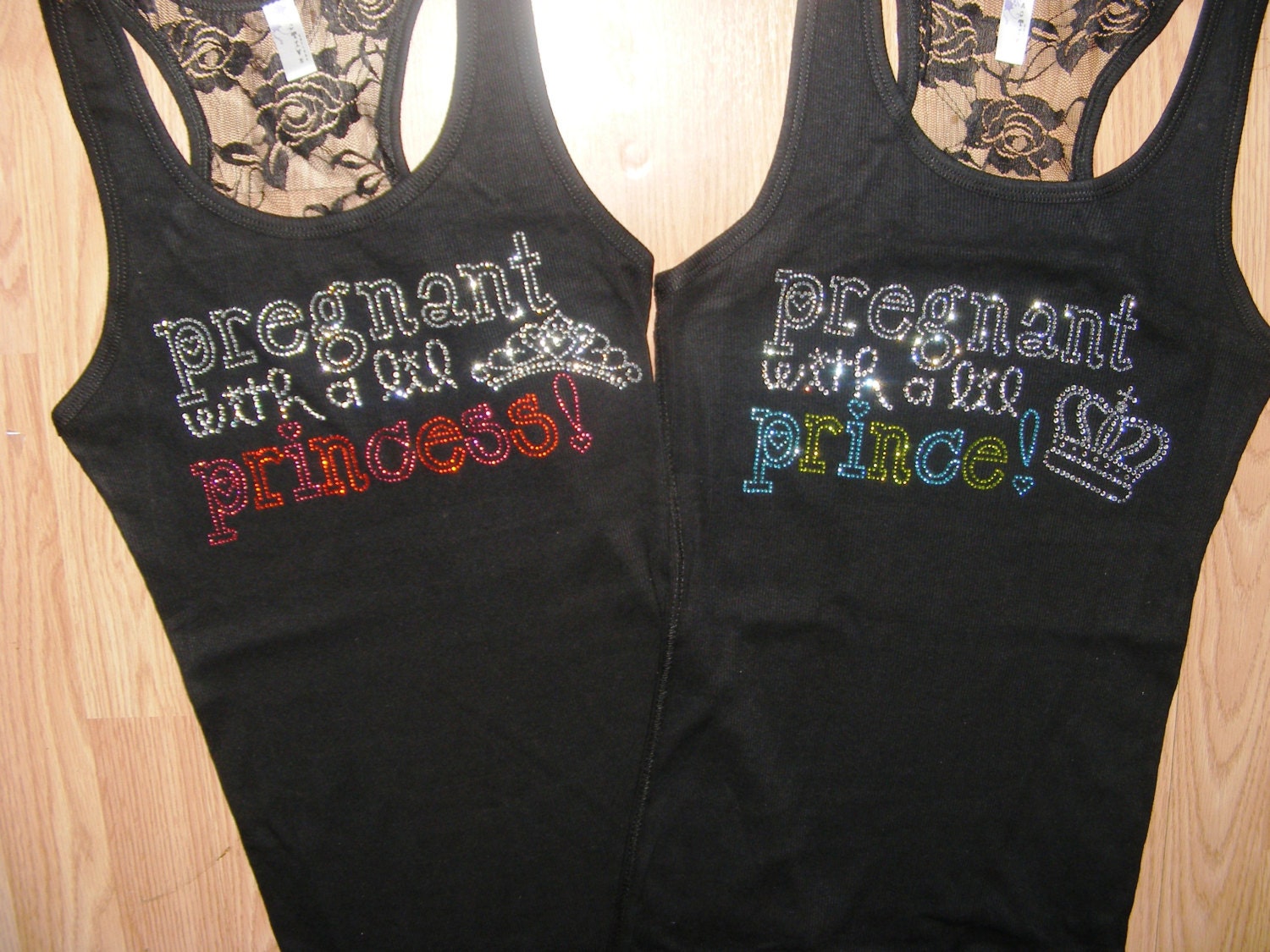 Pregnant Maternity Tank Top Shirt. Baby Shower Gift Idea. Crystal Rhinestone Bling embroidered Tee T-Shirt, Boy , Girl, Black, Pink, Blue