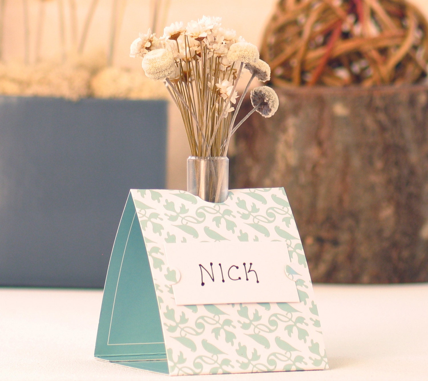 Blumebud - Recyclable Bud Vase Place Card Holders or Favors (48) - modern paper place card holders, wedding favors, eco-friendly